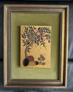 MCM Harris G. Strong Art handbemalt Obstbaum grün Samt Florentiner gerahmt - Bild 1 von 12