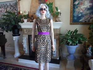 Giambatista Valli Black Beige Leaopard Print Sheath Dress Size XXS - Picture 1 of 20