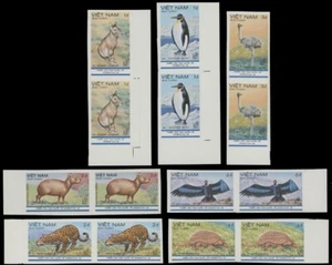 1985, VIETNAM, WILD ANIMALS, BIRDS, IMPERF SET OF 7, PAIRS, MNH, SCOTT #1523-29 - Picture 1 of 1