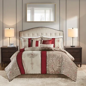 Madison Park Comforter Set, Faux Silk Jacquard Design, All Season, Matching Bed - Picture 1 of 27