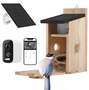 Maison à oiseaux avec caméra, nichoir, notification Wi-Fi et application, fonctionnement solaire - Photo 1/30