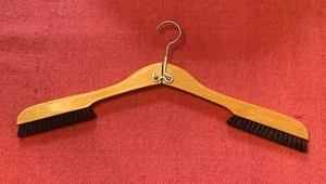 Vintage Wood Folding Travel Coat Hanger with Lint Brush Germany 17” - Picture 1 of 14