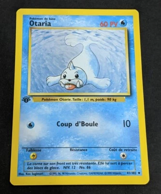 Pokémon French Base Set 1st EDITION Otaria/Seel 41/102 RARE Near Mint Nm - Image 1 of 2