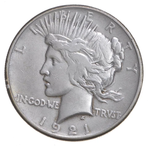 1921 Peace Silver Dollar - Key Date - 1st Year Issue - 90% $1.00 Cover