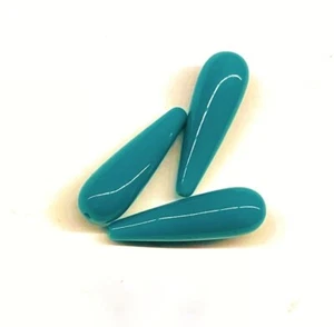 24 VINTAGE TEAL ACRYLIC 30x10mm. SMOOTH TEARDROP BEADS 5231 - Picture 1 of 1