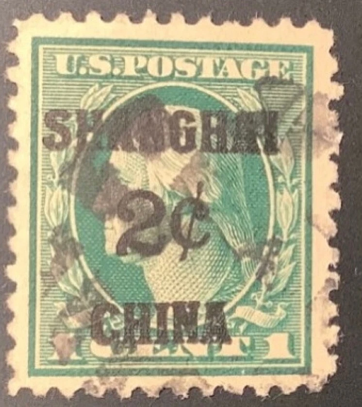US #K1 XF used 1919-22 2c on 1c green U.S postal agency in Shanghai China - Image 1 of 2