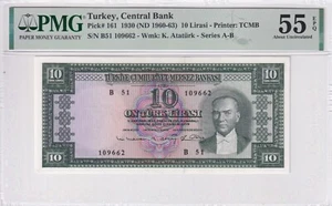 Turkey, 10 Lira, 1960, AUNC, p161 - Picture 1 of 2