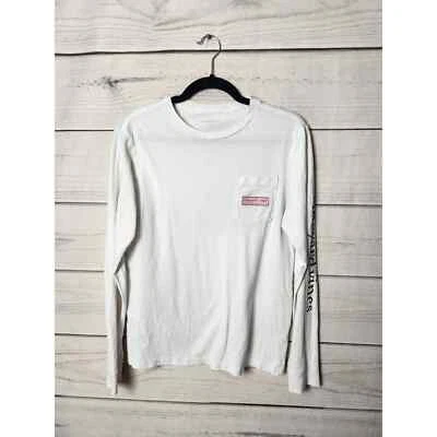 Vineyard Vines Girls Casual Long Sleeve Crew Neck Shirt White Size Large 14 - Image 1 of 4