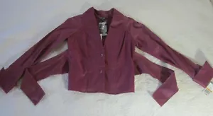 Samuel Dong Womens Jacket Size S Plum Tie Front Pleated Collar - Picture 1 of 9