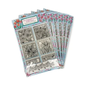 Kate Knight Buntglas Sammlung Briefmarken Lot 6 Sets Kartenherstellung Floral Blumen - Bild 1 von 3