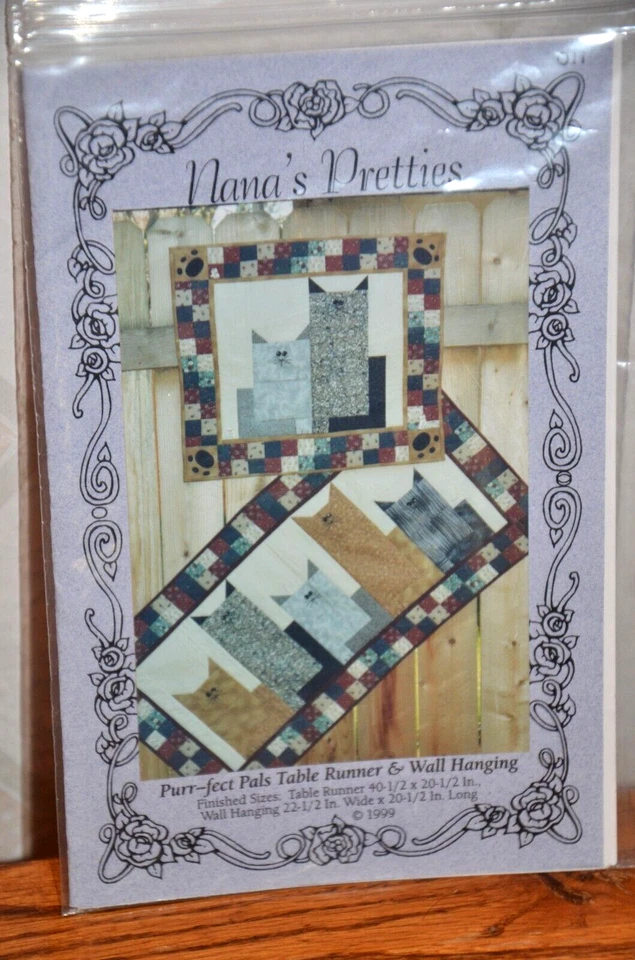Purr-fect Paws (cats) Table runner & Wall hanging vtg 1999 uncut quilt pattern - Image 1 of 1