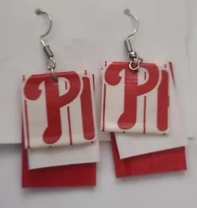 Philadelphia Phillies MLB Baseball earrings duct tape duck lightweight handmade - Picture 1 of 3