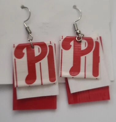 Philadelphia Phillies MLB Baseball earrings duct tape duck lightweight handmade - Image 1 of 3