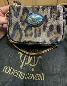 Roberto Cavalli Mini Purse Animalier Leopard Print Made In Italy MSRP $485 - Picture 1 of 8
