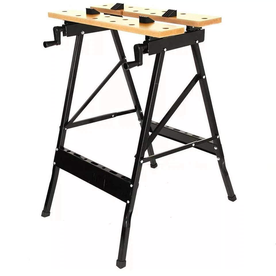 FOLDABLE WORKBENCH PORTABLE WOOD BENCH WORK CLAMPING FOLDING MDF WORKTOP TABLE - Image 1 of 4