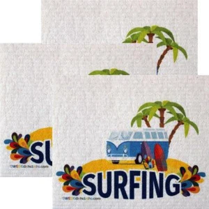 Juego de 3 paños de cocina suecos para autobús de surf | limpieza absorbente ecológica C - Imagen 1 de 6