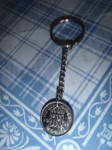 Schlüsselanhänger Georg VI 1947 Sixpence am - Bild 1 von 3