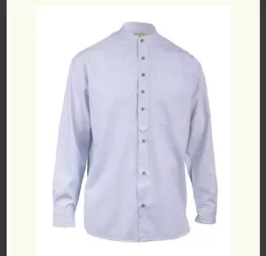 Aran Pullover Markt Nadelstreifen Baumwolle Großvater Hemd blau Herren Größe 3X - Bild 1 von 7