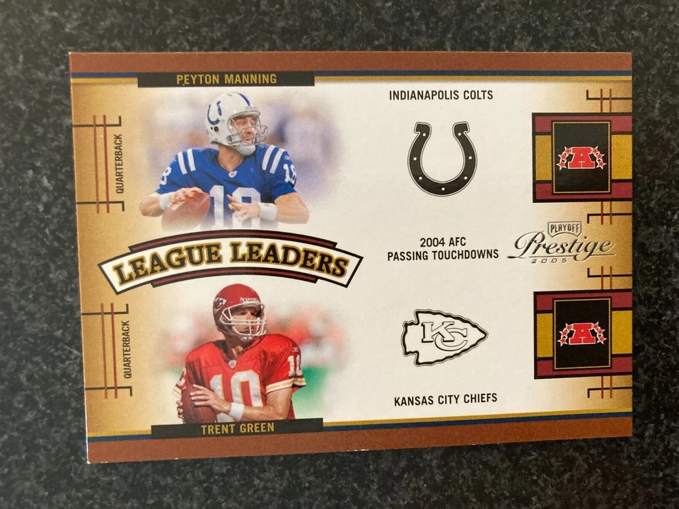 2005 Playoff Prestige Football League Leaders #LL1 Peyton Manning / Green  B17 - Image 1 of 2