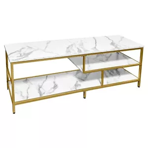 AT-VALY TV Stand for 55-75 inch TVs, Metal&MDF TV Stand with 3-Tier Storage S... - Picture 1 of 9