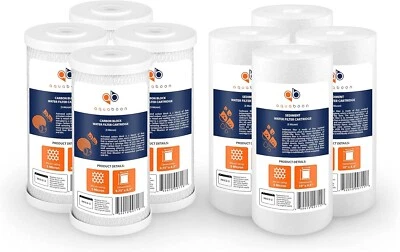 8-PACK of Aquaboon Sediment & Carbon Water Filters Whole House 5 Micron 10"x4.5" - Image 1 of 4