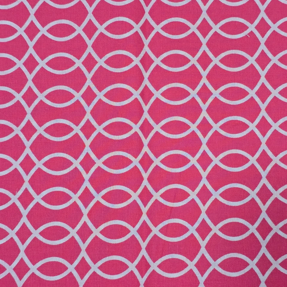 Cotton Fabric 21"x44" Waverly Hot Pink White Sine Waves - Image 1 of 3