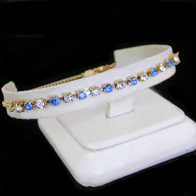 ORO 14K GL Zafiro AZUL 3mm CRISTAL AUSTRIACO 11" Tobillera Damas | GUAR DE POR VIDA Foto 1 de 4