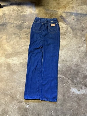 VTG 70s Wrangler  Dark Denim Jeans 28x 34 Scovill Zip USA Made - Image 1 of 4