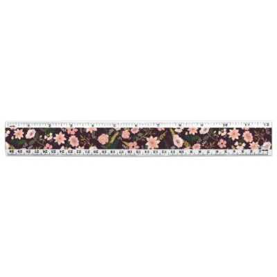 Simona Flowers Floral Pattern 12 Inch Standard and Metric Plastic Ruler