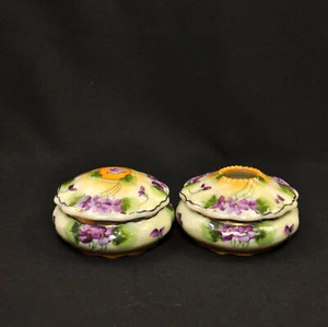 Nippon Kommode Set Puder & Haar Empfänger 1911-1918 handbemalt Veilchen mit Gold - Bild 1 von 12