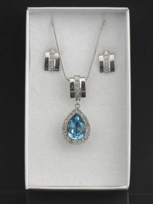 Anhänger + Ohrstecker Set mit Swarovski Kristallen..Verschiedene Farben. - Bild 1 von 4