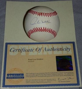 MILWAUKEE BREWERS TWINS BLUE JAYS PAUL LEO MOLITOR BÉISBOL AUTOGRAFIADO STEINER - Imagen 1 de 4
