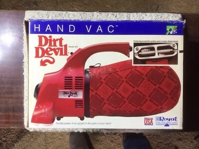 Royal Dirt Devil Hand Held Vacuum Cleaner Model 103 Vtg + Org Box W/water Damage - Image 1 of 4