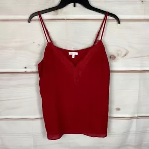 Abound Top Womens Juniors M Lace Trim Cami Tank Red Spaghetti Strap V-Neck Solid - Picture 1 of 8