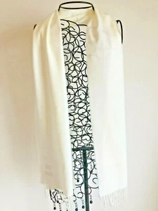White Scarf with Fringes - Picture 1 of 4
