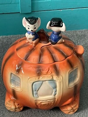 DE COLECCIÓN AMERICAN RETRO, INC "TARRO DE GALLETAS CENICIENTA ENTRENADOR" CON MANGO DE RATÓN W32 EE. UU. Foto 1 de 4