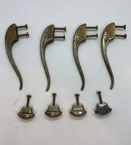 Vintage 4+4 Retro Chrome Handles , Faded Rustic Finish As Is Cover