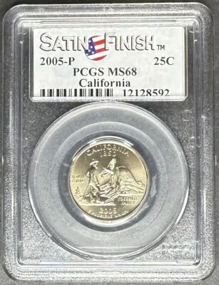2005-P Satin California Quarter PCGS MS-68, Buy 3 Items, Get $5 Off!!! - Image 1 of 2