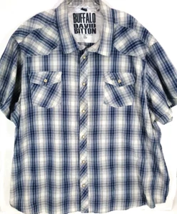 Buffalo David Bitton - Herren Kurzarm Western Pearl Snap Hemd - 3XL XXXL - Blau - Bild 1 von 7