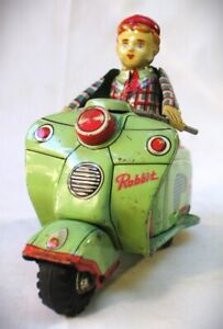 Vintage Tin Friction Scooter - Rabbit - Made in Japan