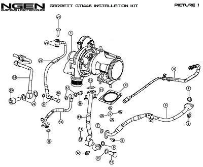 Kit Instalación Junta y Sello Turbo Garrett GT-1446 (NO INCLUYE TURBO) Foto 1 de 2