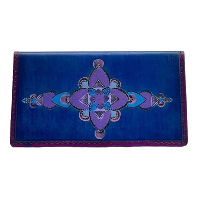 Винтажный ручной работы ручной работы кожи чековой книжки большой бумажник складного ручной росписи - Изображение 1 из 4