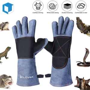 Animal Handling Gloves Bite Proof Leather Sleeve Dog Cat Snake Safety Protector - Picture 1 of 11