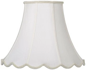 Cal Lighting White Faux Silk Scallop Bell Shade 7.5x16x12.75 (Spider) - Picture 1 of 1