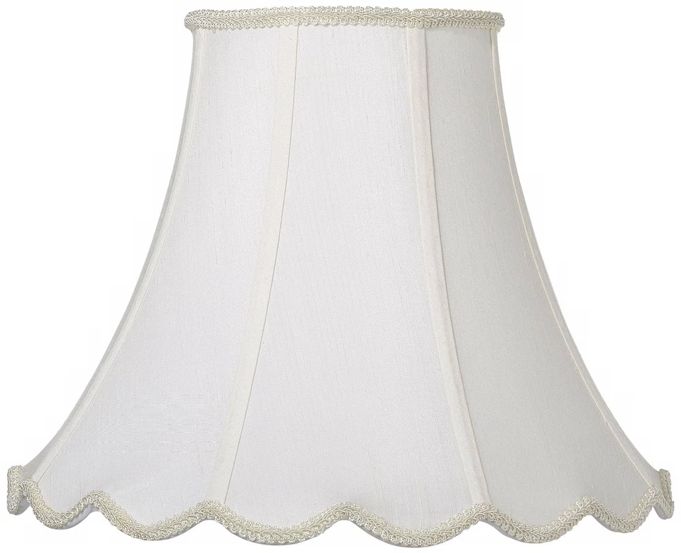 Cal Lighting White Faux Silk Scallop Bell Shade 7.5x16x12.75 (Spider) - Image 1 of 1
