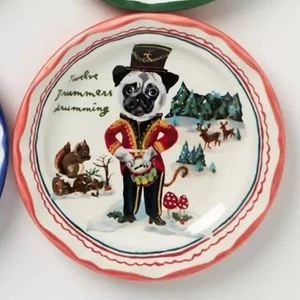 Anthropologie Nathalie Lete Doce Días de Navidad Plato Doce Bateristas NUEVO - Imagen 1 de 1