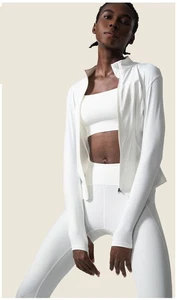 Damen Yoga Jacke Reißverschluss Stehkragen Langarm Sport Fitness Mantel - Bild 1 von 30