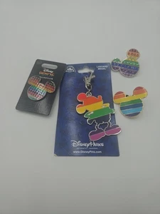 Disney Parks Pride Collection Rainbow - 4 PIN LOT Mickey Ears mickey lanyard - Picture 1 of 10
