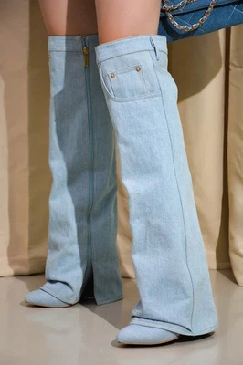 Botas vaqueras de mezclilla Foto 1 de 3