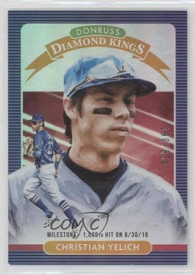 2020 Panini Donruss Diamond Kings Milestone Stat Line /650 Christian Yelich #5 - Image 1 of 2